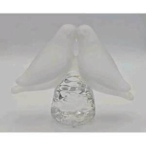Vintage Reijmyre  Sweden Crystal Frosted Glass Twin Bird Figurine Love‎ Pair